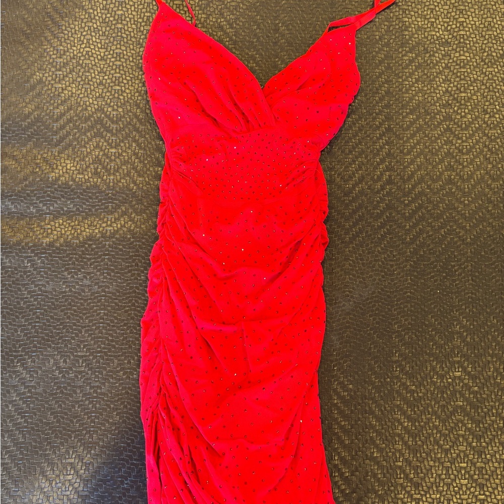 Elegant Red Ruched Dress